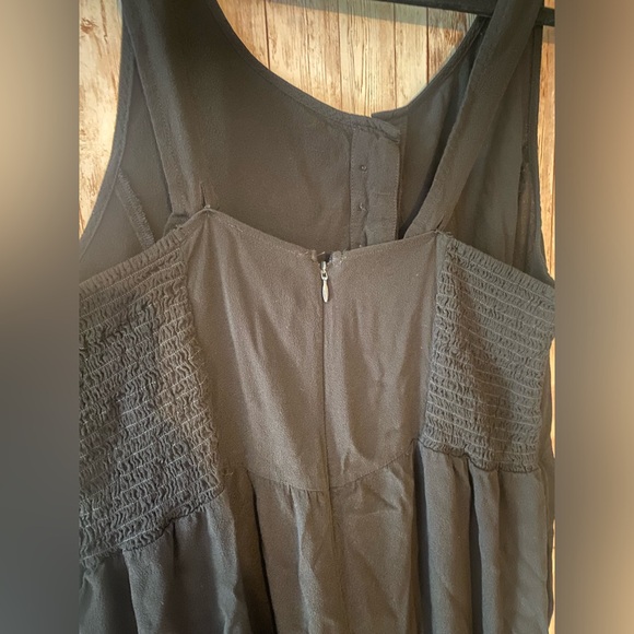 Madewell smocked button-front crop jumpsuit black size 16 wide leg viscose - Picture 5 of 7